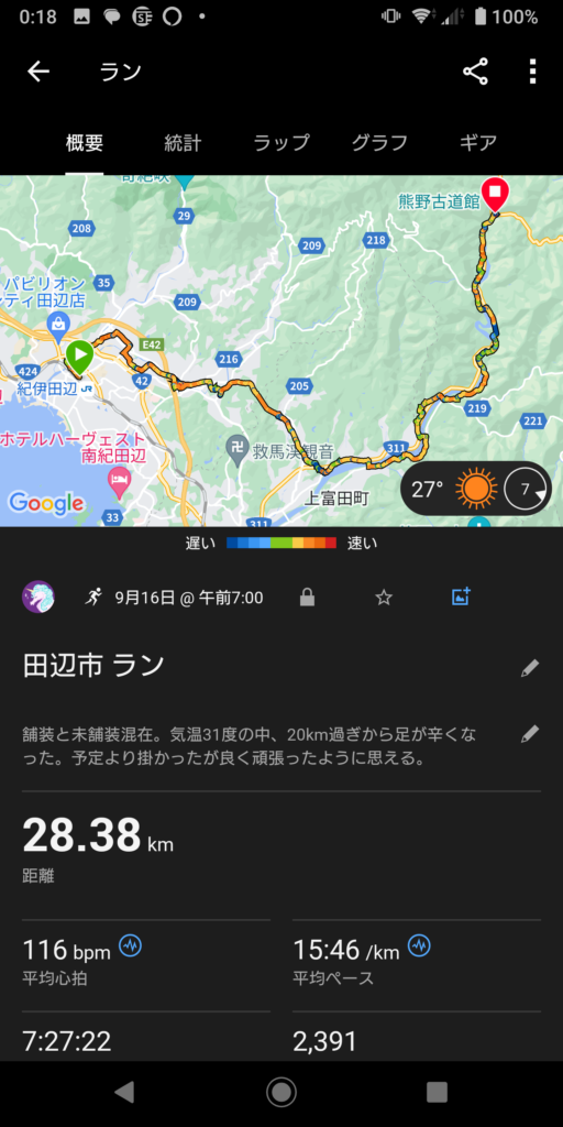 田辺～滝尻王子（28.4km 7時間27分）