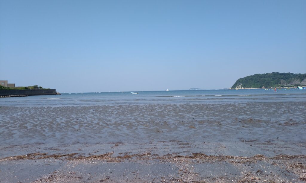 逗子海岸　東浜から富士山と江ノ島望む/ Enoshima and Mt.Fuji from ZUshi beach (July 5)